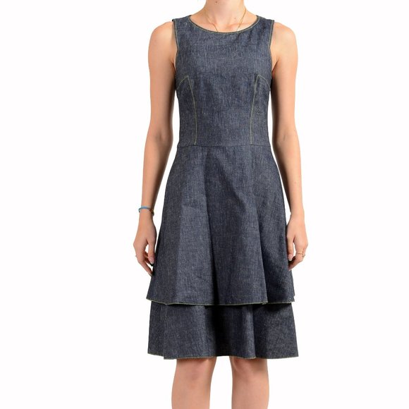 Hugo Boss Women's Kalomi Blue Linen Denim Sundress Dress US IT 36